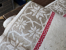 Altes langes Leinen Handtuch mehrfarbig eingewebte Sterne um 1900