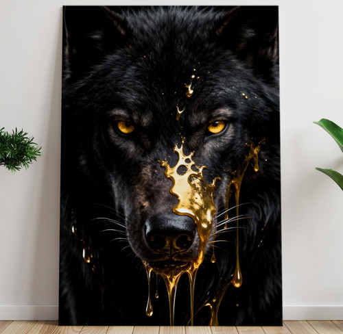 Wütender wolf mit gold - gold,, tier