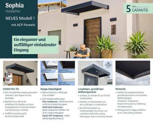 Haustürvordach sophia graue - haustürvordach,