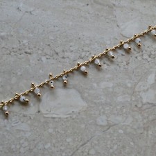 NELLYS 2m  filigrane  Halskette mit Mondstein Gliederkette gold Meterware