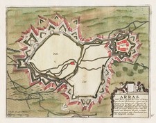 Arras Hauts-de-France carte map Karte gravure de Fer Mortier 1700