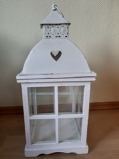 Laterne Landhaus Weiss Shabby Holz Vintage Boden 23x23cm, 55cm hoch