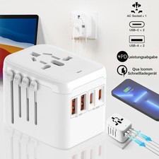 Universal Reisestecker 1AC Steckdose Weltweit mit 4 USB für EU US UK AU CN Japan