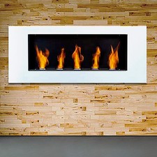 Gelkamin Ethanolkamin Weiß 110 cm Wandkamin Brenngel Metallkamin an die Wand NEU