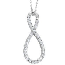 1/4 kt TW Diamant Unendlichkeit Anhänger 1" groß Damen 10k Weißgold Halskette