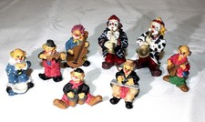 Konvolut Clown Musiker Chor 8 Figuren Deko Sammlung handbemalt Vintage
