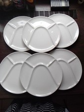 Raclette Teller Keramik Wieß unterteilt gegliedert 6 Stk durchmesser: 23cm