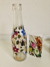 Vase, Flasche 187ml, Blumen handbemalt, Künstlerarbeit