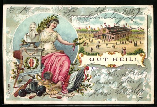 Lithographie gut heil gruss - heil,,