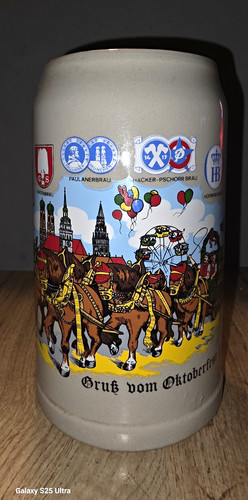 Steingut bierkrug gruß - steingut,