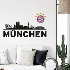 Wandtattoo Wandtattoo FC Bayern Skyline - Mein Verein mit 5 Sterne Logo farbig