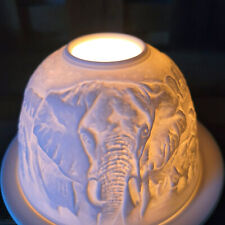 Afrika Elefant Figur Porzellan Windlicht Dome Weiß Domelight Handarbeit