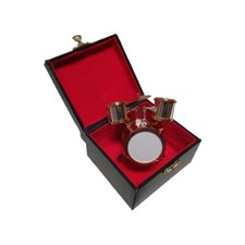 Puppenstube Miniatur - Schlagzeug gold / silber 8x5x8cm 1:12 im Koffer