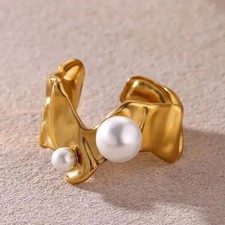 Damen Perlen Ring Edelstahl