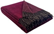 Wolldecke 100% Schurwolle Wohndecke Plaid Decke 140x200cm Braun-Weinrot