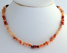 Feueropal ca.45 cm lang Splitterkette, Halskette,Getrommelt ,mit verschluss, NEU