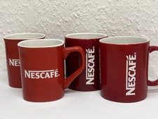 4x Nescafé Kaffeetasse Espressotasse Kaffee Espresso Henkel Tasse Mug Eckig Rot