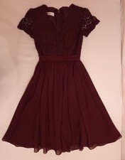 JJ's House Cocktailkleid A-Linie Spitze & Chiffon Bordeaux Damen Gr. 32
