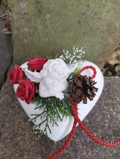 Grabgesteck Urnengrabgesteck Grabschmuck Moosherz  Trauerherz Gesteck Herz