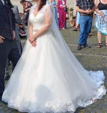 Brautkleid Prinzessin glitzer mit Reifrock und 3m Schleier 