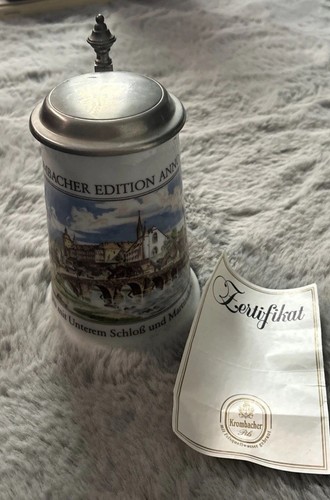 Vintage krombacher bierkrug - krombacher, bierkrug/