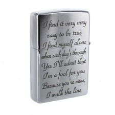 Original Zippo Benzin Feuerzeug - Chrom gebürstet mit Gravur / Wunschgravur