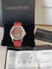 Calvaneo 1583 Evidence Platin Automatik mit rotem Lederarmband und Box