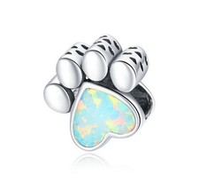 Charm Perle Pfote 925 Silber