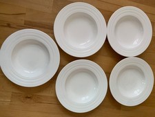 TCM Suppenteller, 5 Stück, weiß, geriffelter Rand