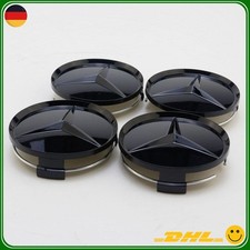4x 75mm Nabendeckel für Mercedes Benz Schwarz Glänz Felgenabdeckung Nabenkappen