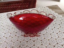 Murano Glasschale tiefrot, Öffnung quadratisch, 50-ziger Jahre?