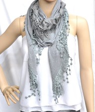 Dreieckstuch Halstuch Tuch Schal Stola Damen Fransen Spitze Faltens​chal Blumen