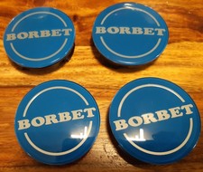 4x Original Borbet Nabendeckel 56mm Blau  Felgendeckel | Nabenkappe