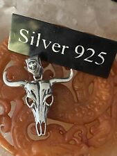 Silber Bison Totenkopf Anhänger und Silberkette
