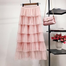 Damen Lang Plissiertes Netz