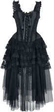 Gothicana by EMP Damen schwarzes mittellanges Gothic Kleid mit Korsage L