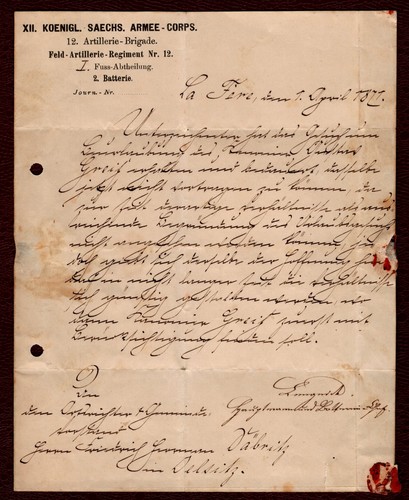 Historischer brief von 1871 - historischer,
