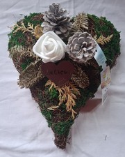 2 Trocken Gesteck in Herzform, Weidengeflecht, In Liebe, 28 x 25 cm