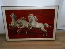 Gobelin Stickbild (3 springende Araber-Pferde)