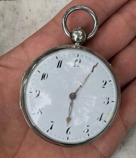 SELTENE TASCHENUHR KLINGEL AU PASSAGE COQ POCKET CLOCK WATCH SILBER 1820