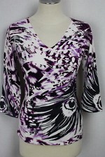 Damen Pullover Oberteil Pulli lila Pfauenfedermuster Viskose IMAGINI Gr.36,40