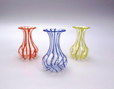 3 kleine Vasen - Fadenglas -