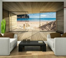 Vlies Fototapete 3D EFFEKT Terrasse Meer Fenster Nordsee Strand XXL Wohnzimmer