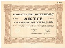 Hammerstein & Hofius AG Frankfurt  1925  unglocht / Coupons
