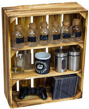 flache geflammte Holzkiste mit 2 x Mittelbrett Obstkisten Gewürzregal Weinkiste