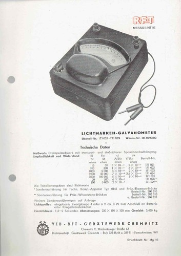 Rft lichtmarken galvanometer - rft, lichtmarken-galvanometer