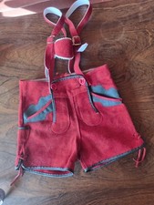 Kinder- Trachtenmode - Lederhose - neu - rot - Gr 98 mit Trägern - unisex