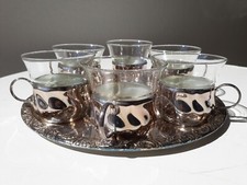 60er 6xTeegläser + Tablett 