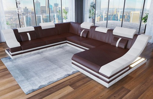 Leder wohnlandschaft sofa led - leder,