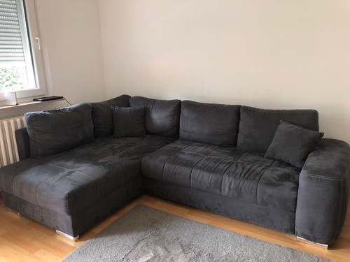Graues wildleder ecksofa - graues,